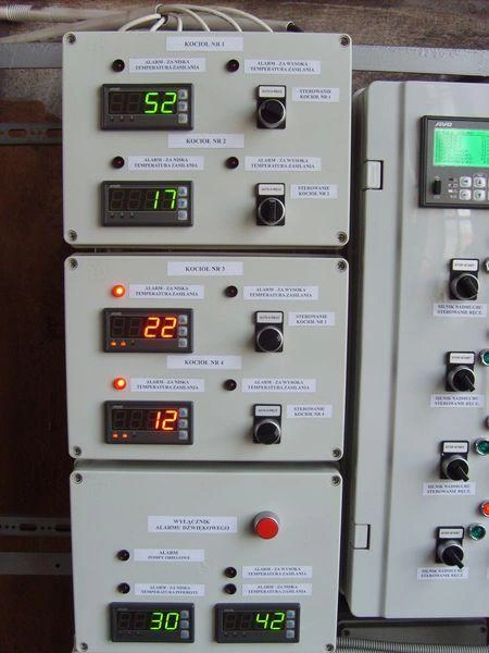 Panel z wyświetlaczami temperatury